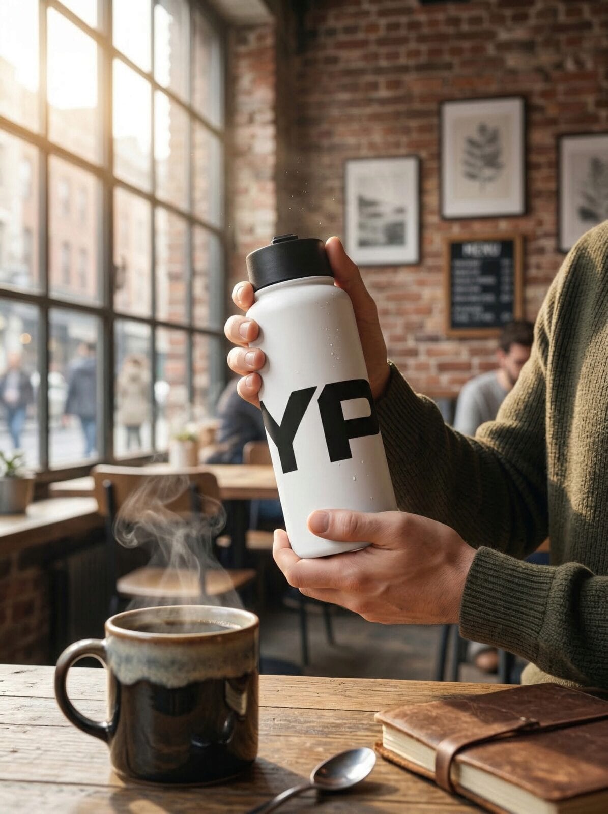 Stainless steel water bottle with a straw lid — image 5